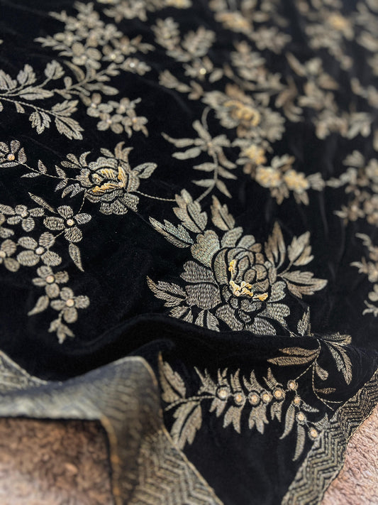 Fabareeze Black Floral elegance 3 PC Velvet