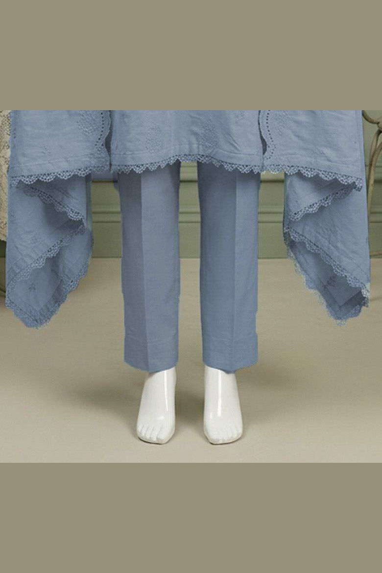 Ice Blue Karandi Shawl Set - shawl border and trouser