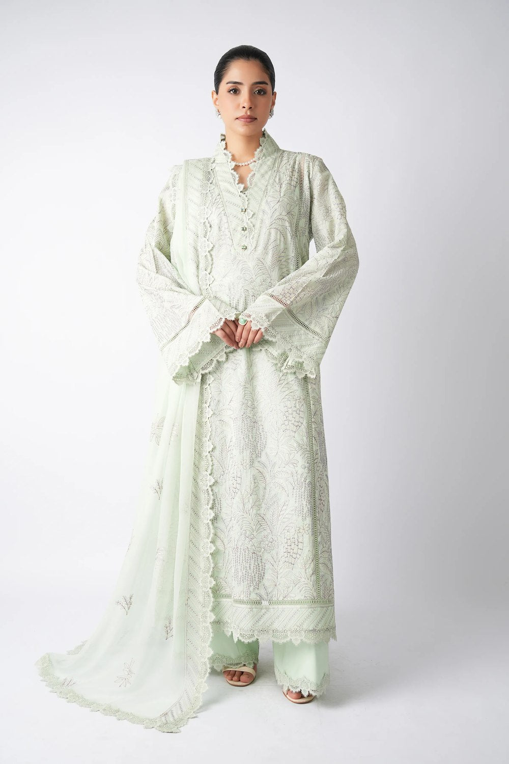 Fabareeze Mint Green 3 PC Embroidered Lawn