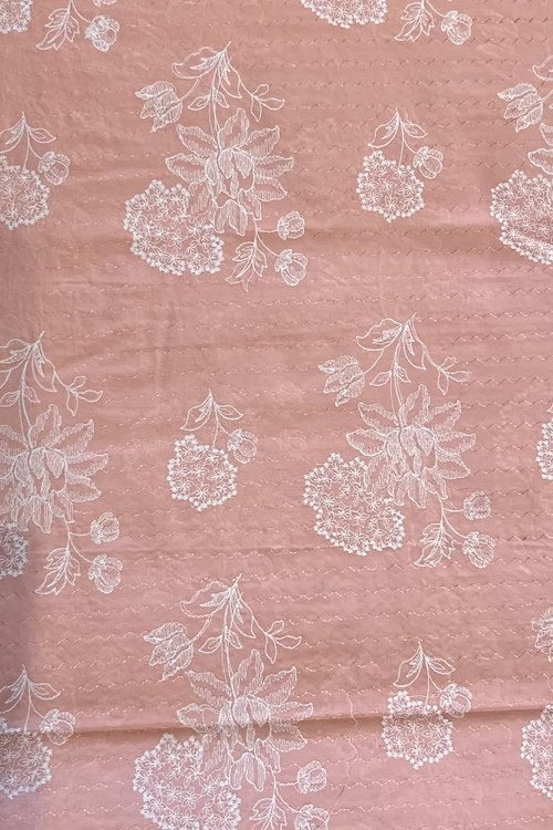 Peach Embroidered Lawn - fabric closeup