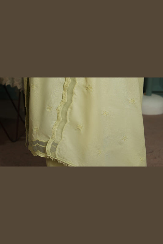 Pista Green Karandi Shawl Set - embroidery detail
