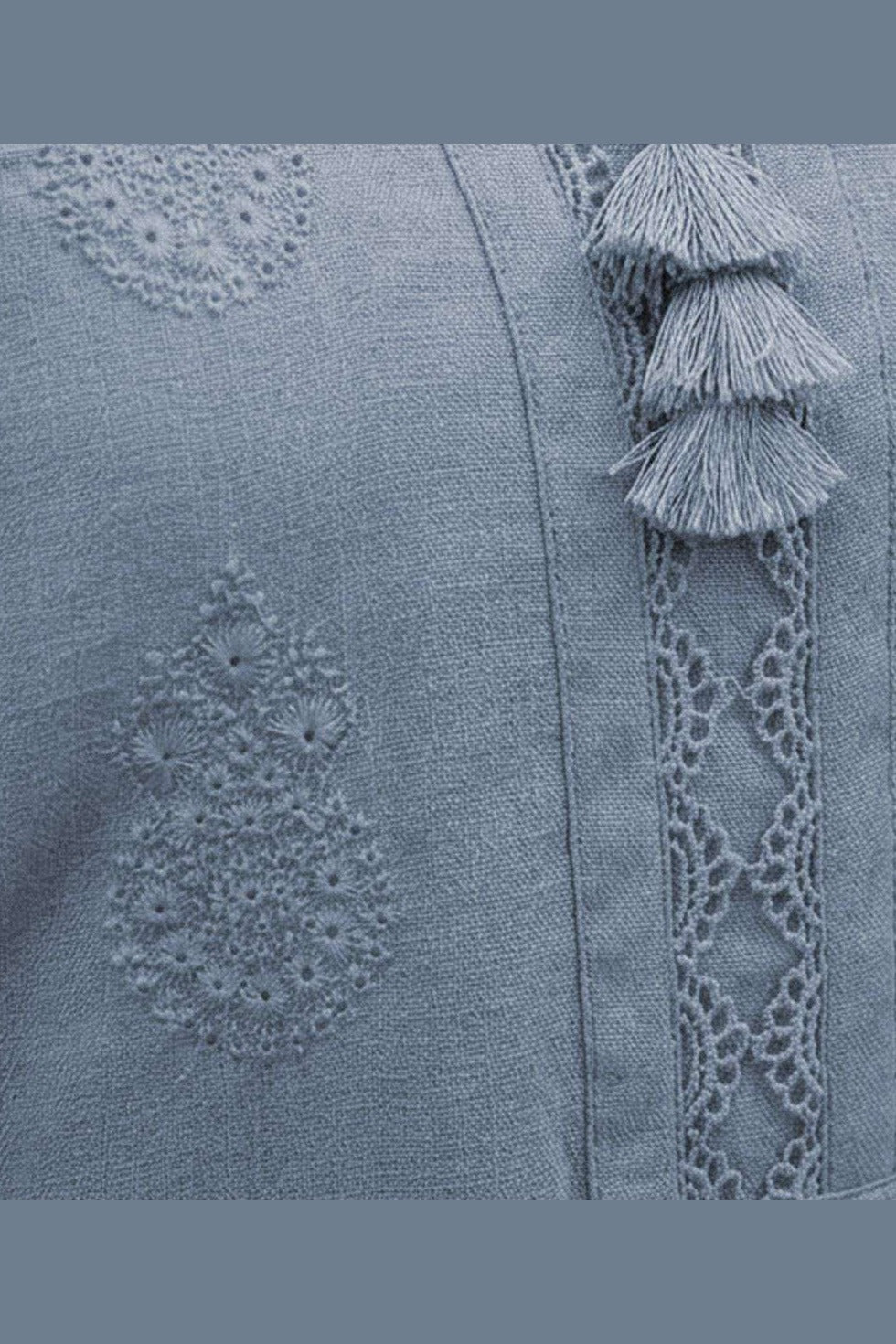 Ice Blue Karandi Shawl Set - embroidery detail