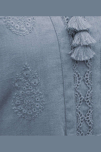 Ice Blue Karandi Shawl Set - embroidery detail