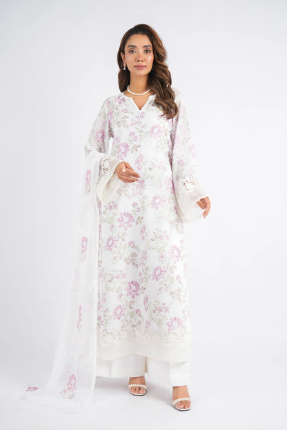 White Chikankari Embroidered
