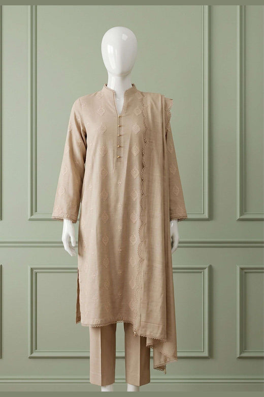Beige Karandi Shawl Set
