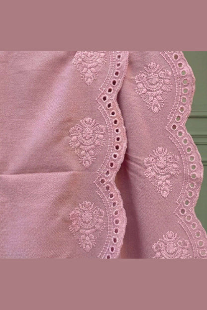Tea Pink Karandi Shawl Set - shawl border detail