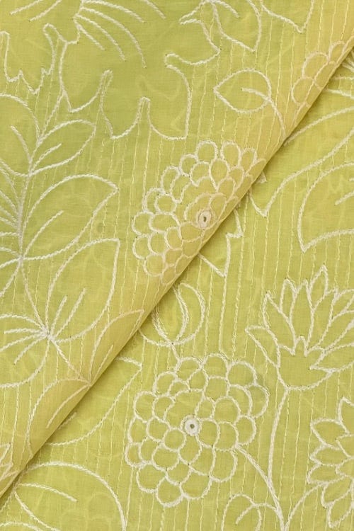 Fabareeze Yellow 2 PC Chikankari Lawn Embroidered