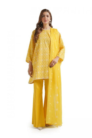 Fabareeze Yellow 2 PC Lawn Embroidered