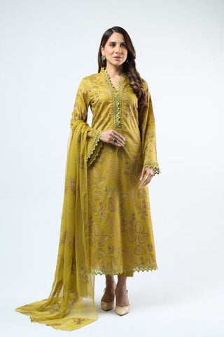 Fabareeze Mustard 2 PC Lawn Embroidered