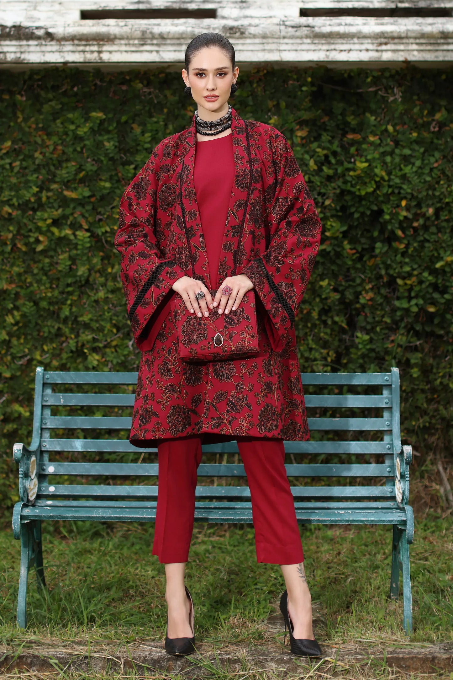 Fabareeze Maroon 3 PC Aplique cutwork
