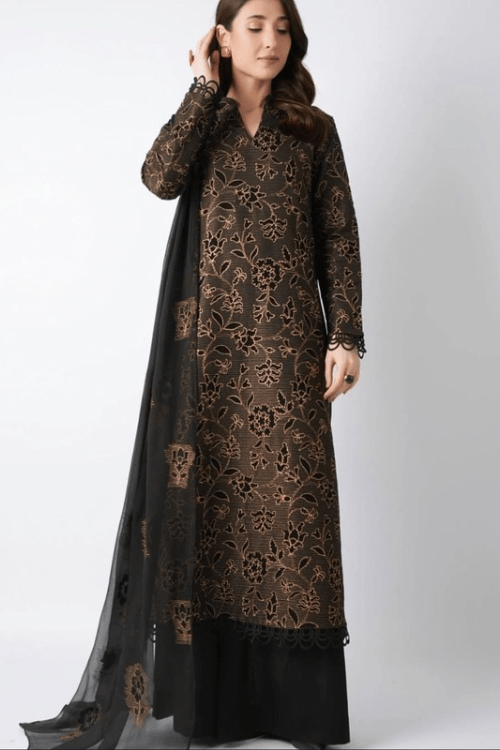 Fabareeze Black 3 PC Aplique cutwork