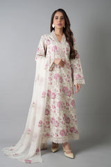 Fabareeze Off white 3 PC Aplique Lawn