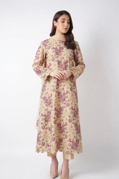 Fabareeze Light peach 3 PC Aplique Lawn