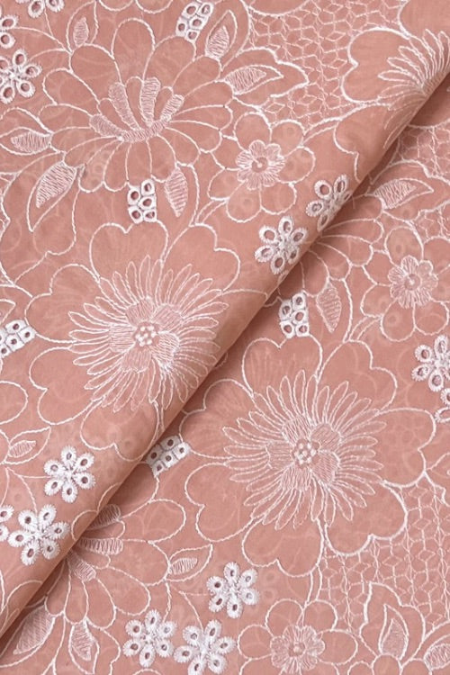 Fabareeze Peach 3 PC Chickenkari Embroidered
