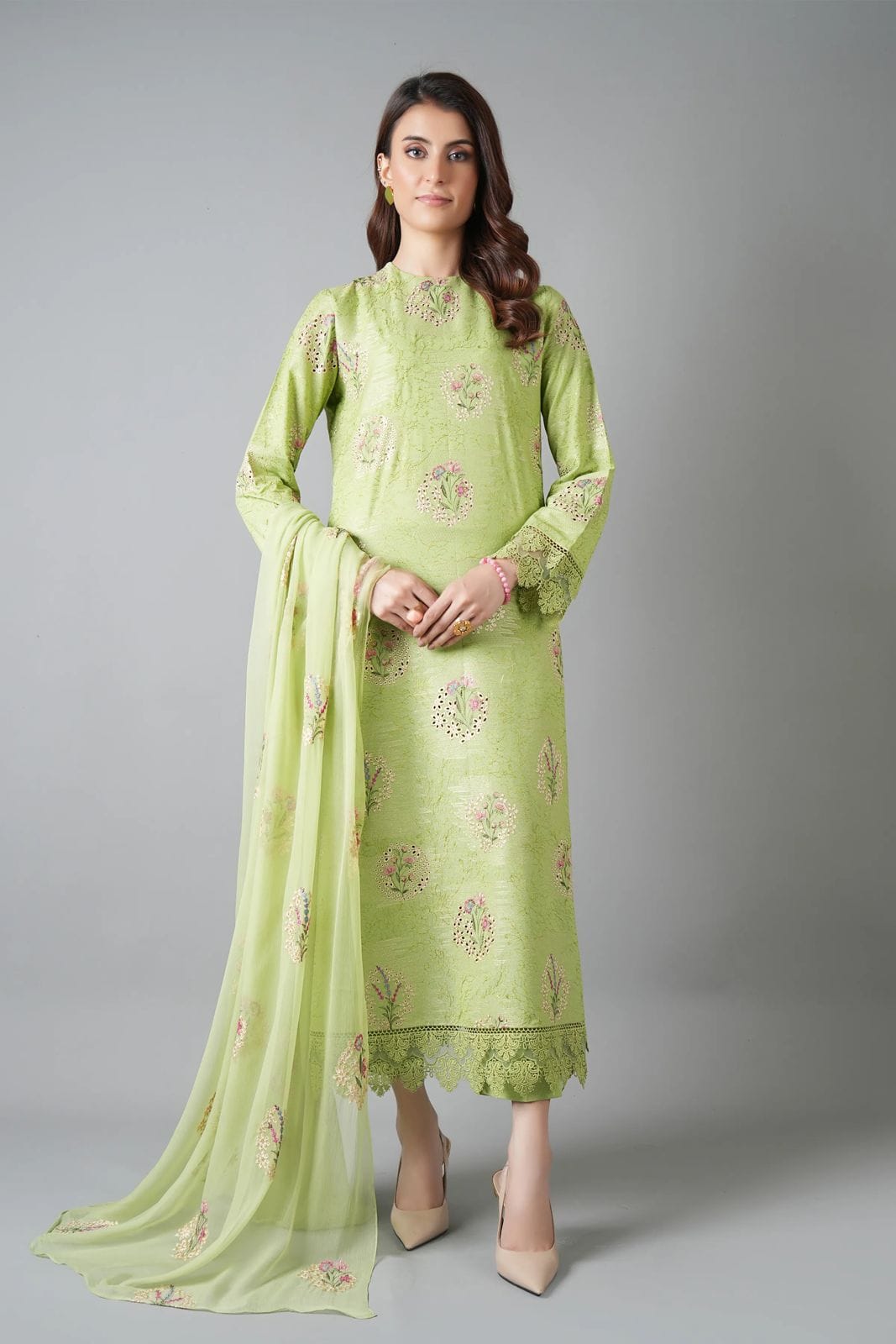 Fabareeze Green 3 PC Chickenkari Karandi
