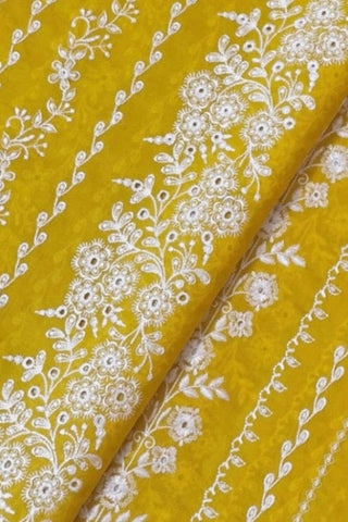 Fabareeze Yellow 3 PC Chikankari Lawn Embroidered