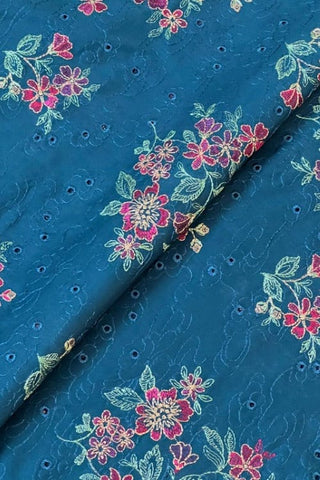 Fabareeze Zinc blue 3 PC Chikankari Lawn Embroidered