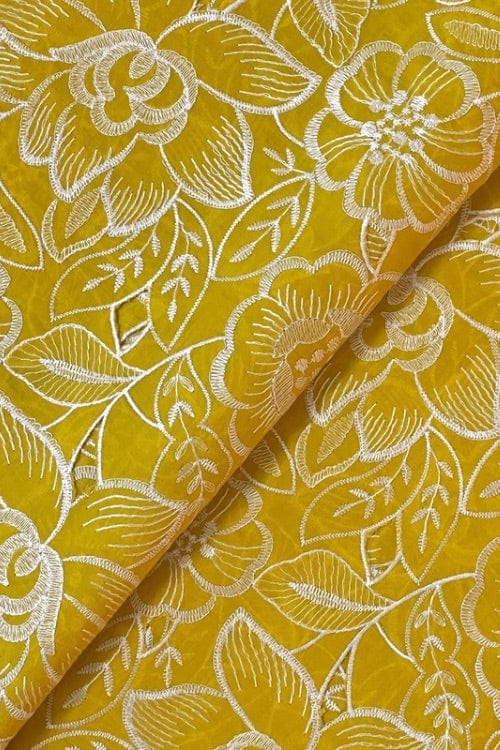 Fabareeze Yellow 3 PC Cutworkari Embroidered