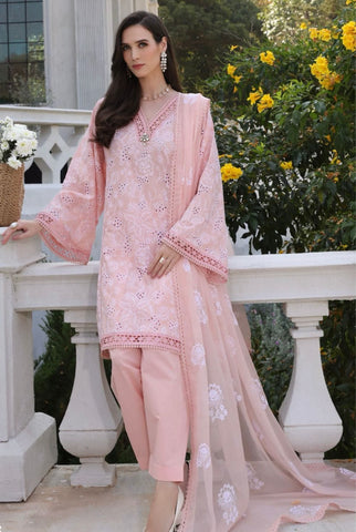 Fabareeze Peach 3 PC Cutworkari Embroidered