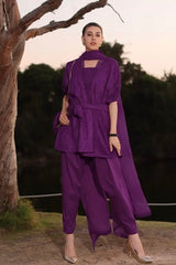 Fabareeze Purple 3 PC Cutworkari Embroidered