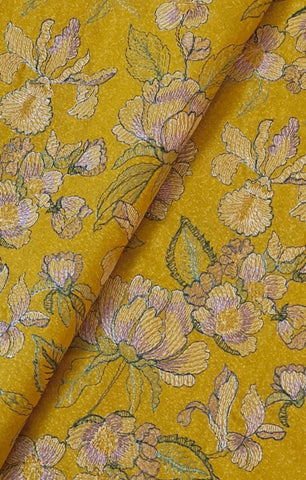 Fabareeze Yellow 3 PC Embroidered Karandi