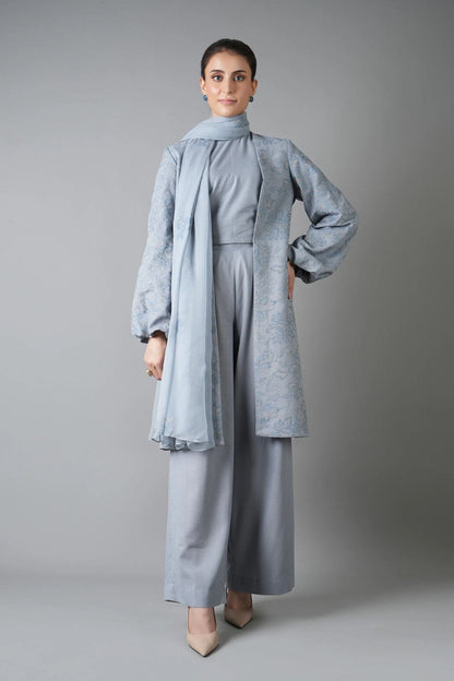 Fabareeze Grey 3 PC Embroidered Karandi