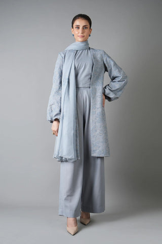 Fabareeze Grey 3 PC Embroidered Karandi