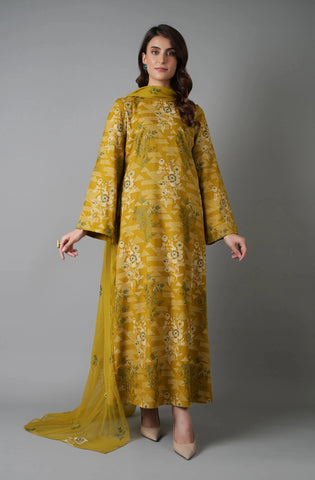 Fabareeze Olive Green 3 PC Embroidered Karandi