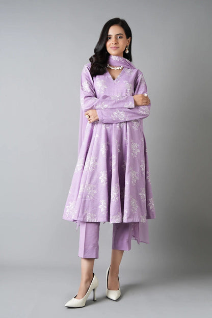 Fabareeze Lilac 3 PC Embroidered Karandi