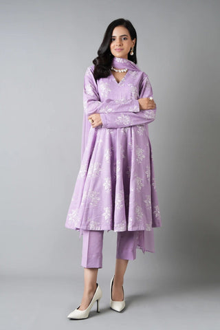 Fabareeze Lilac 3 PC Embroidered Karandi