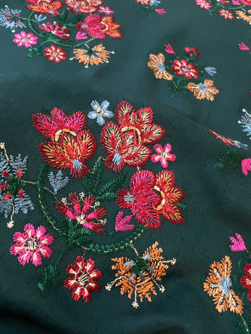 Fabareeze Teal green 3 PC Embroidered Karandi