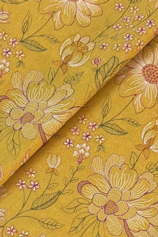 Fabareeze Yellow 3 PC Embroidered Karandi