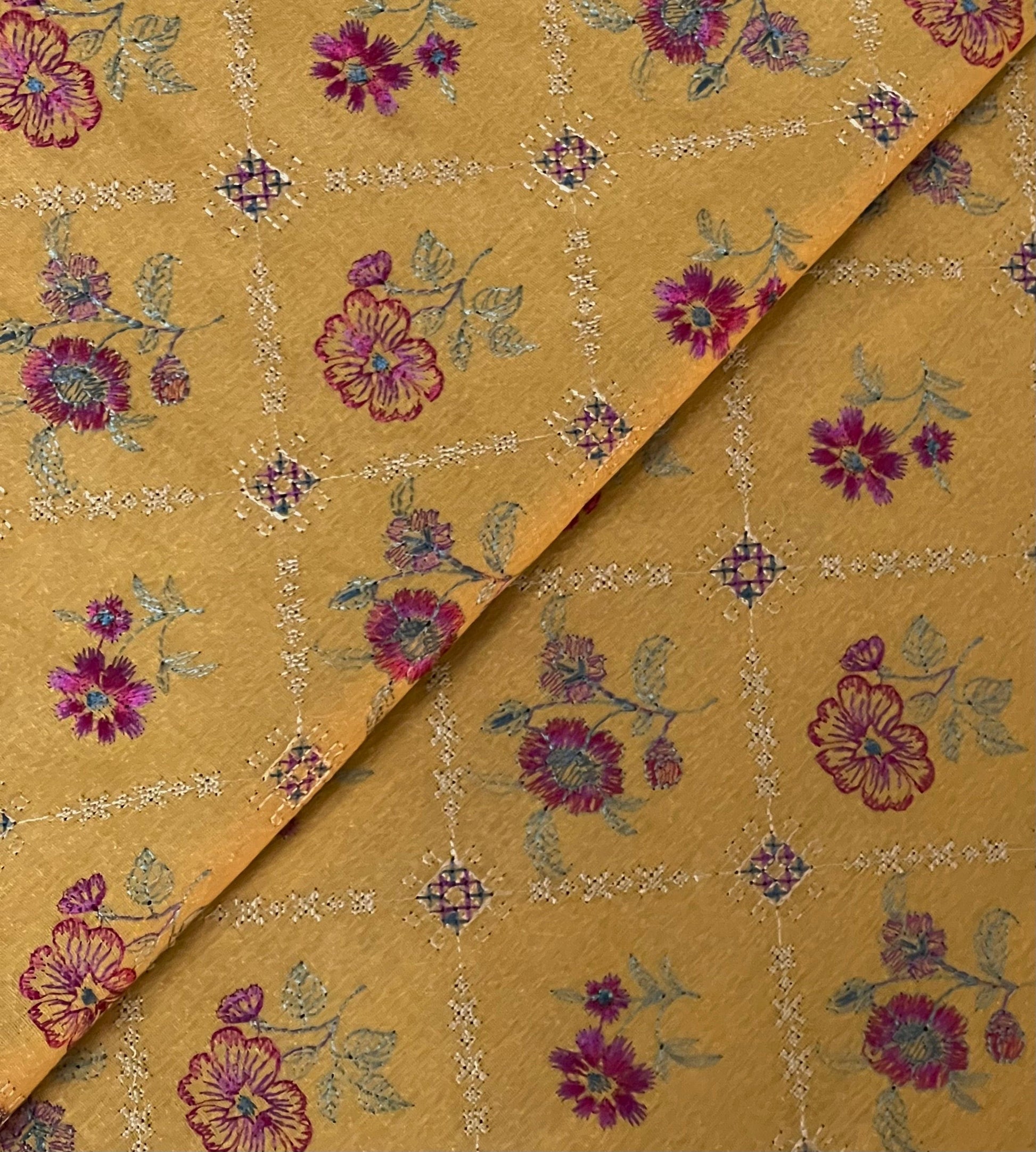 Fabareeze Mustard 3 PC Embroidered Karandi