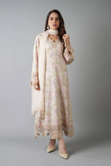 Fabareeze Beige 3 PC Embroidered Karandi