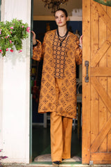 Fabareeze Ocher 3 PC Embroidered Karandi