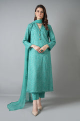 Fabareeze Sea Green 3 PC Embroidered Karandi