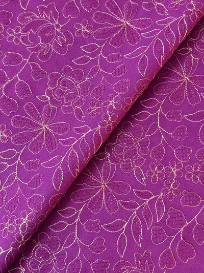 Fabareeze Royal Purple 3 PC Embroidered Karandi
