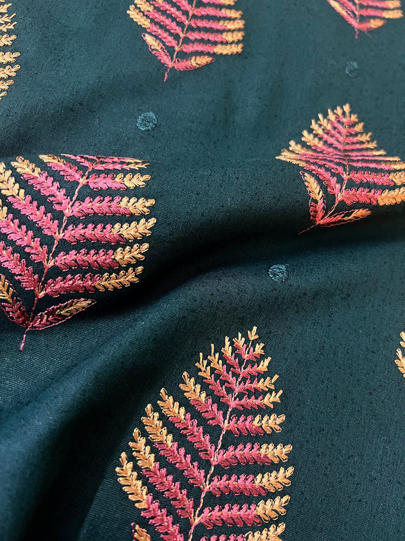 Fabareeze Teal green 3 PC Embroidered Karandi