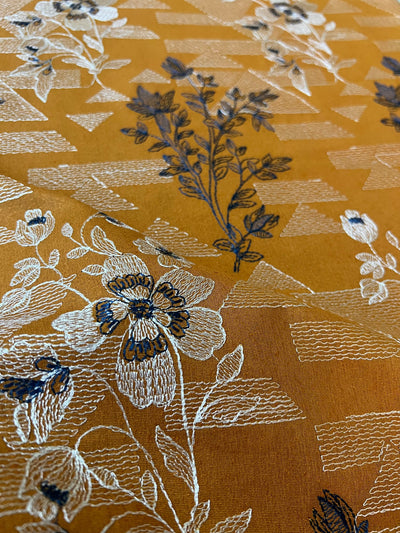 Fabareeze Ocher 3 PC Embroidered Karandi