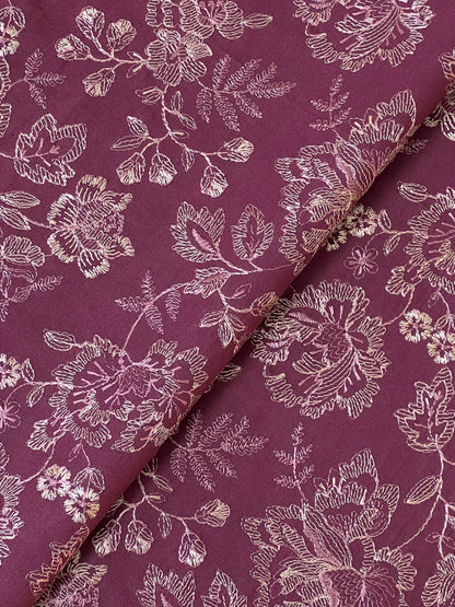 Fabareeze Plum 3 PC Embroidered Karandi