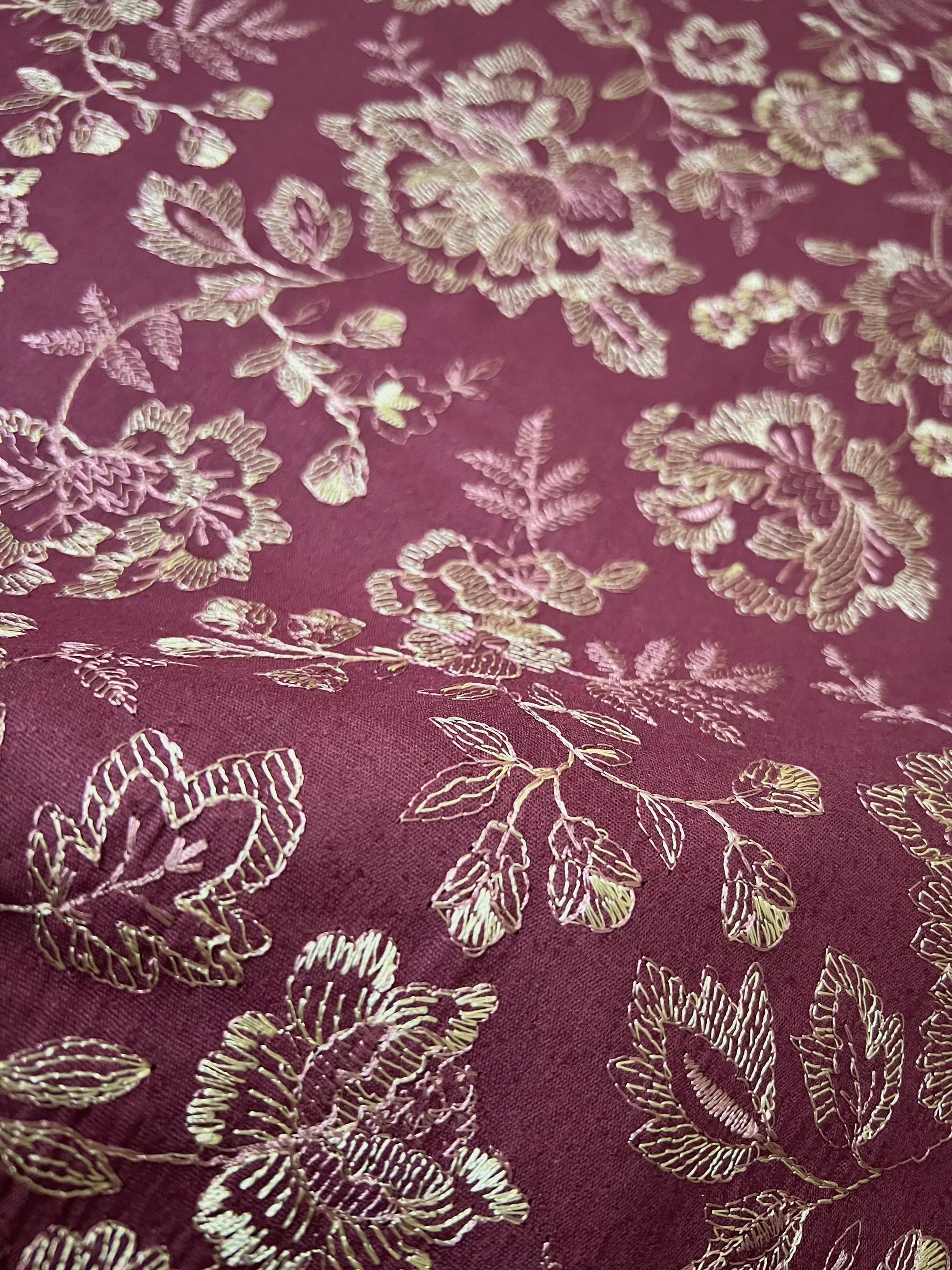 Fabareeze Plum 3 PC Embroidered Karandi