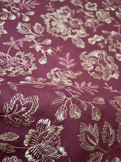 Fabareeze Plum 3 PC Embroidered Karandi