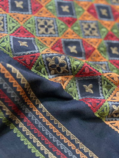 Fabareeze Dark Navy blue 3 PC Embroidered Karandi