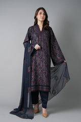 Fabareeze Dark Navy blue 3 PC Embroidered Karandi