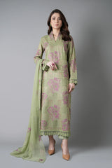 Fabareeze Green 3 PC Embroidered Karandi