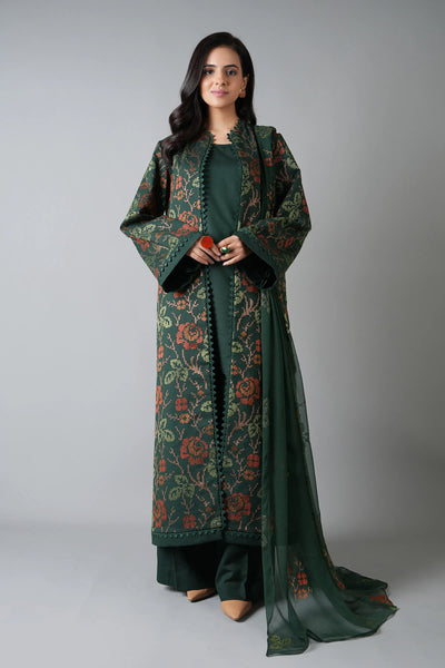 Fabareeze Green 3 PC Embroidered Karandi