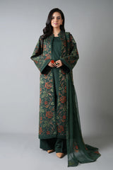 Fabareeze Green 3 PC Embroidered Karandi