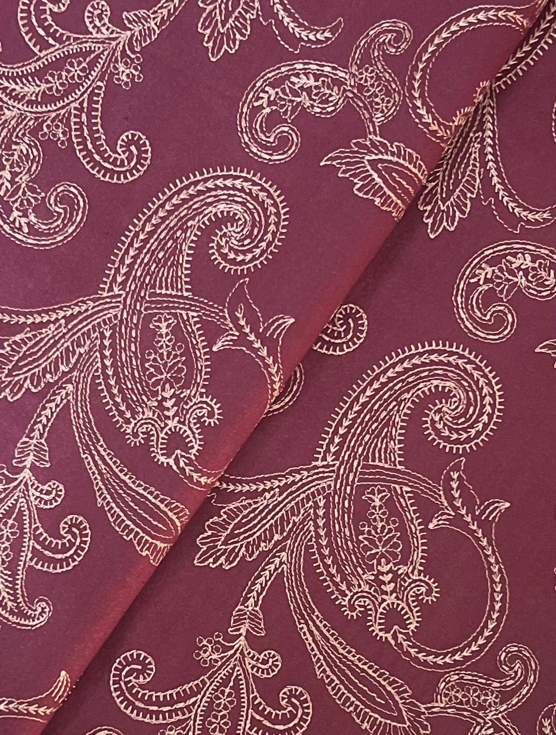 Fabareeze Plum 3 PC Embroidered Karandi