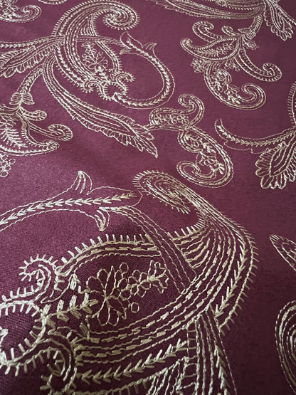 Fabareeze Plum 3 PC Embroidered Karandi
