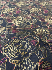 Fabareeze Dark Navy Blue 3 PC Embroidered Karandi